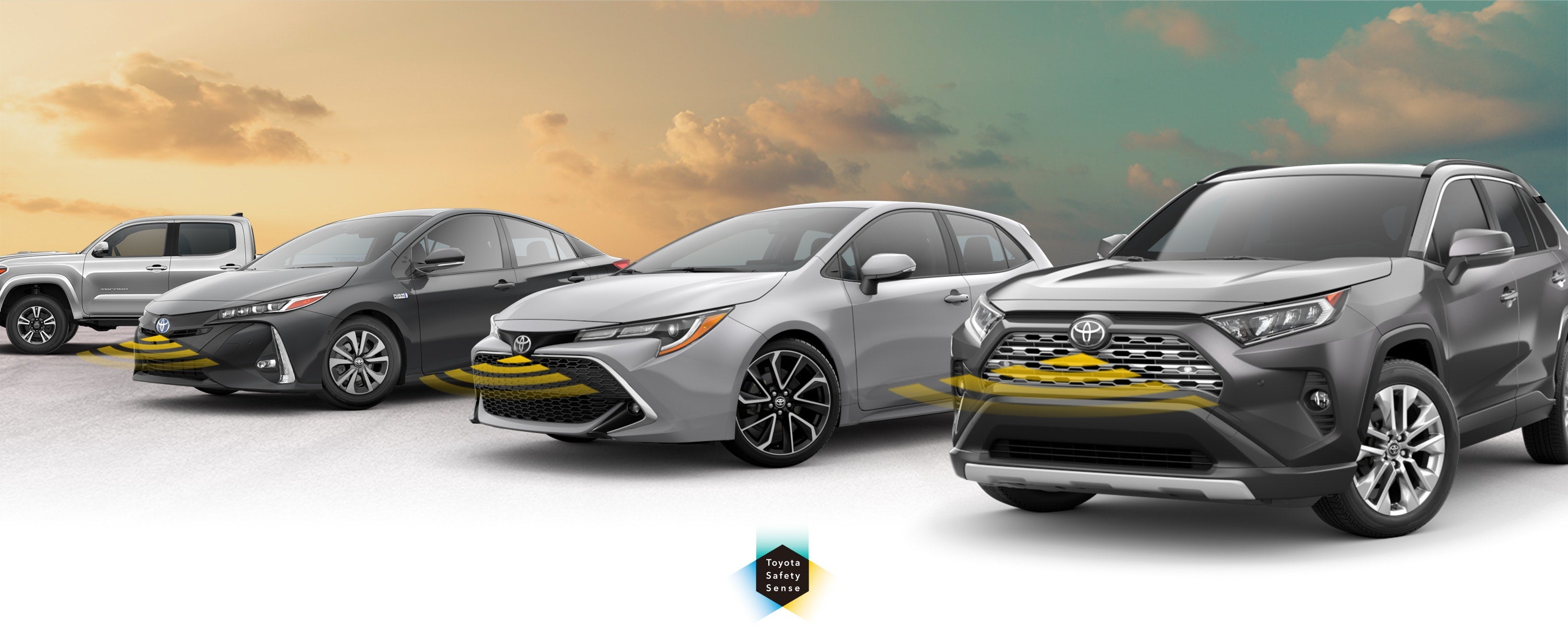 Toyota Safety Sense: Designed for Safety. Options shown on Toyota models including RAV4, Tacoma, and Camry, available now at LeadCar Toyota La Crosse in La Crosse WI.