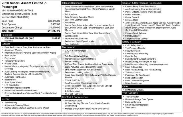 2020 Subaru Ascent Limited