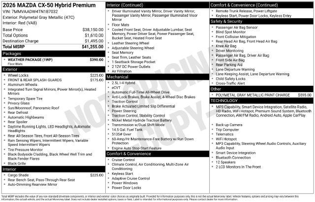2026 Mazda Mazda CX-50 Hybrid Premium