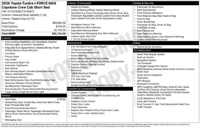 2026 Toyota Tundra i-FORCE MAX Tundra Capstone